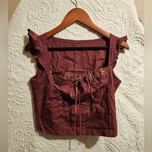 Burgundy Coquette Blouse